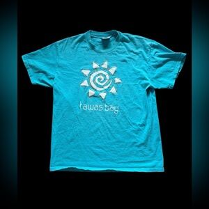 90’s Lee Brand Turqoise Crewneck Cotton Tee- From Tawas Bay MI